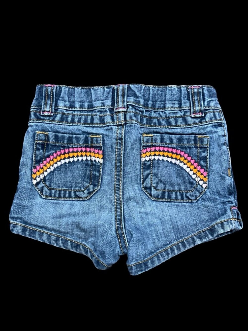 👣 5/$25 - Medium Wash Jean Shorts w/ Heart Embroidered Pockets